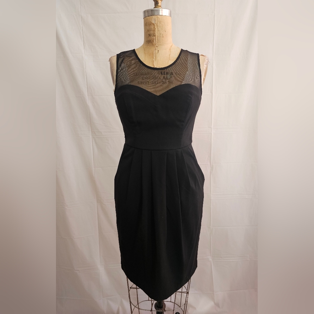 Black Sleeveless Dress with Mesh top Size S